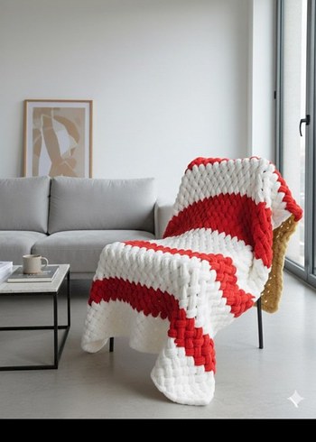 Renkli Örgü Desenli Battaniye - Görsel 8