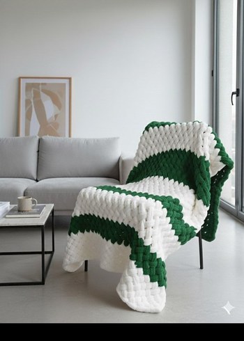 Renkli Örgü Desenli Battaniye - Görsel 7