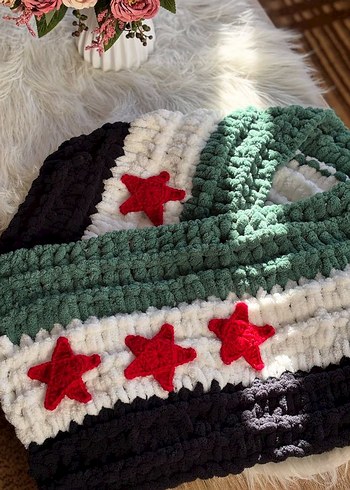 Renkli Örgü Desenli Battaniye - Görsel 5