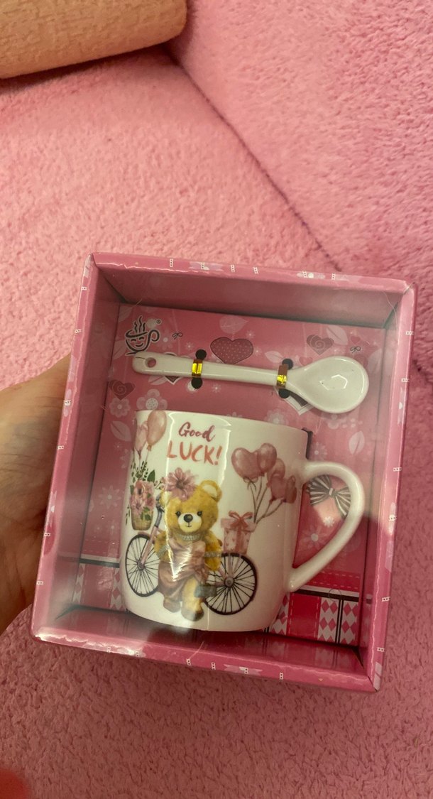 Pembe Ayıcık Desenli Seramik Kupa - Görsel 3