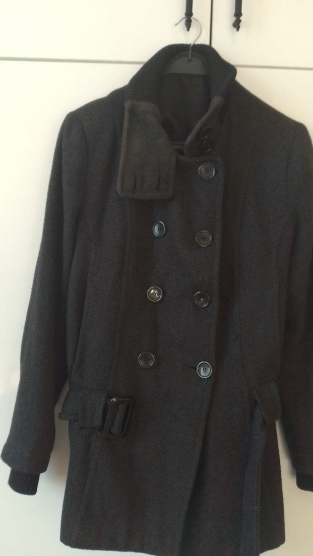 Siyah Çift Düğmeli Kaban - Görsel 2