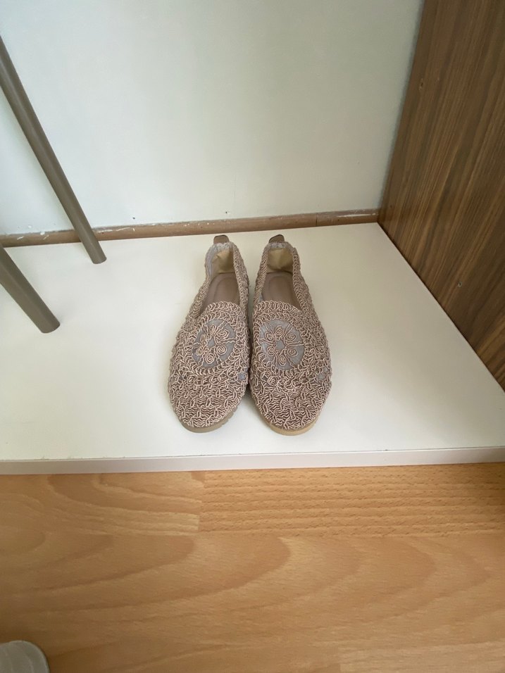 Bej Örgü Kadın sandalet - Görsel 2