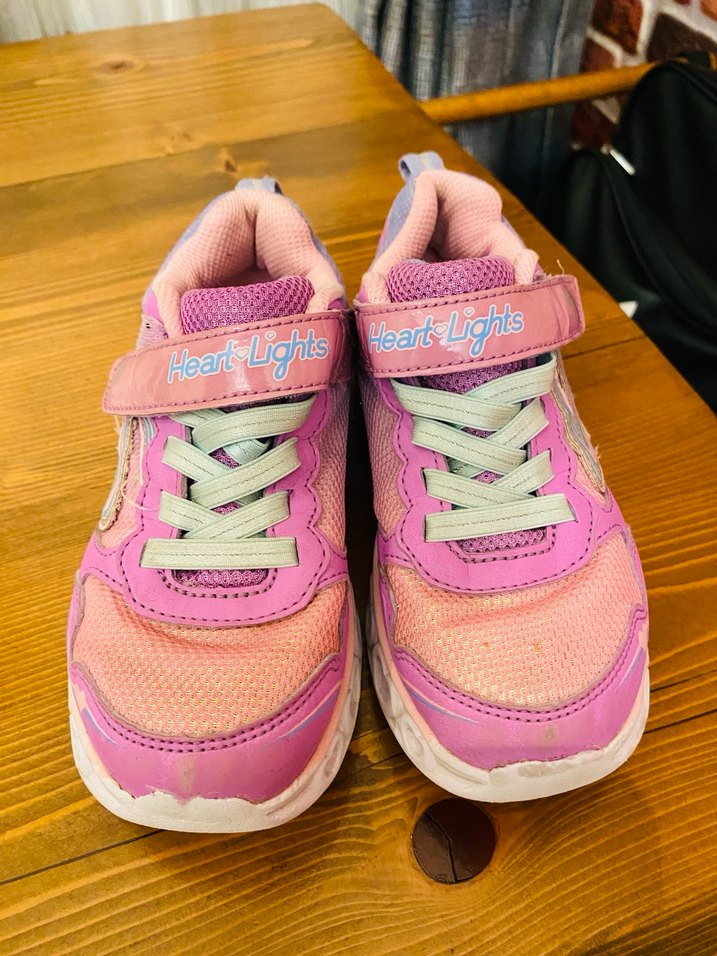 Kız Çocuk Pembe Bağcıklı ve Cırtlı Spor Ayakkabı - Görsel 4