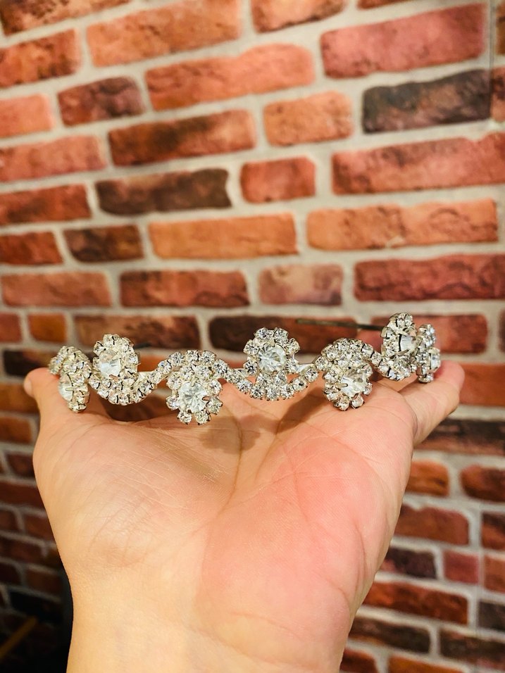 Sıralı Taşlı Beyaz Gelin Tacı - Görsel 4