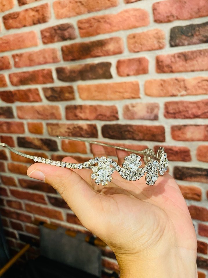 Sıralı Taşlı Beyaz Gelin Tacı - Görsel 5