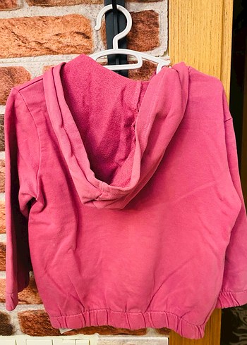 Kız Çocuk Kapüşonlu Fermuarlı Sweatshirt - Görsel 4