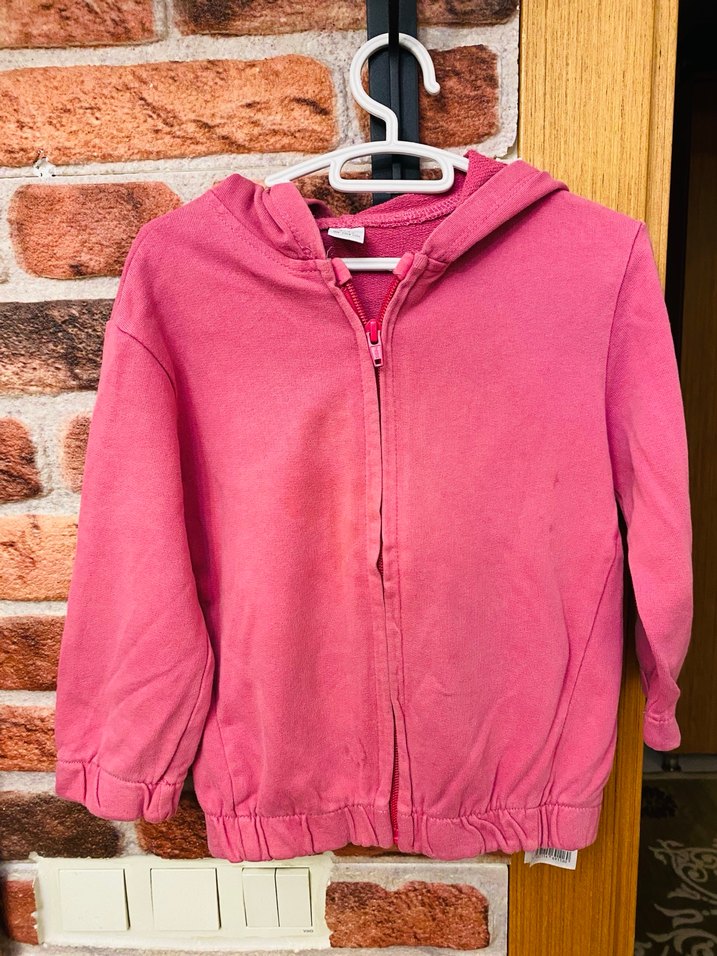 Kız Çocuk Kapüşonlu Fermuarlı Sweatshirt - Görsel 2