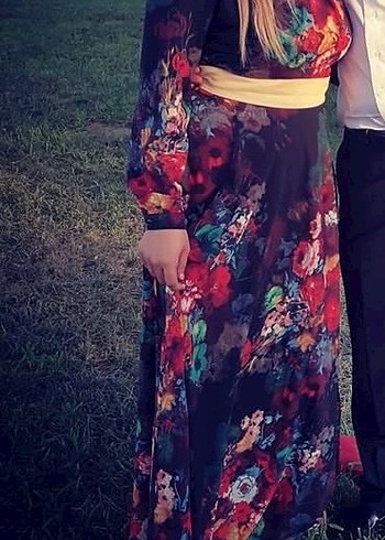 Çiçek Desenli Uzun Bohem Elbise - Görsel 8