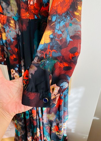 Çiçek Desenli Uzun Bohem Elbise - Görsel 7