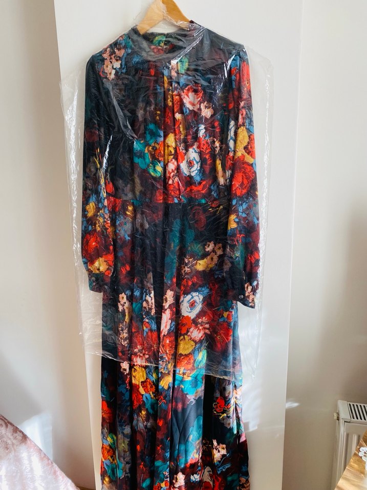 Çiçek Desenli Uzun Bohem Elbise - Görsel 5