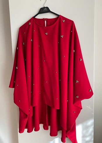 Kırmızı İşlemeli Uzun kadın bluz - Görsel 2