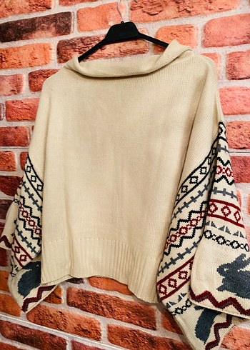 Bohem Etnik Desenli Kadın Triko Kazak - Görsel 6