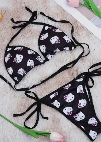 Hellokitty Desenli Siyah Mini Bikini - Görsel 2