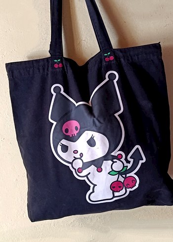 Kuromi Baskılı Siyah geniş Çanta - Görsel 4