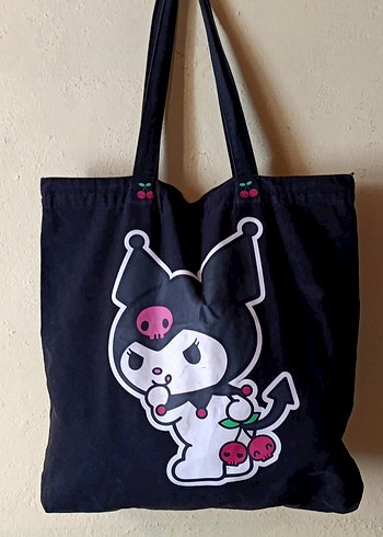 Kuromi Baskılı Siyah geniş Çanta - Görsel 3