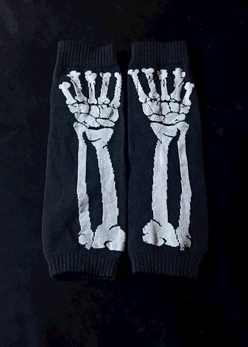 Siyah Örgü Gotik Eldiven - Görsel 2