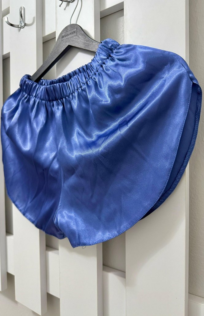 Parlak Mavi Uzun Kadın Sabahlık Pamuk Saten - Görsel 5