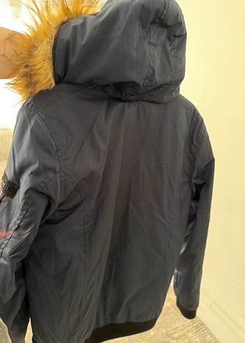 Kürklü Kapüşonlu Lacivert Erkek Mont - Görsel 2