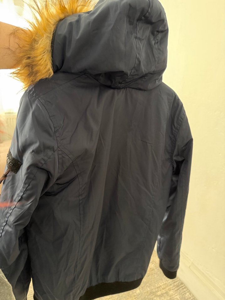 Kürklü Kapüşonlu Lacivert Erkek Mont - Görsel 2