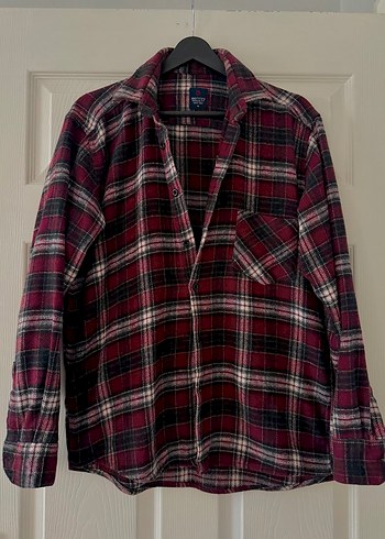 Bordo Ekoseli Düğmeli Erkek Gömlek - Görsel 2