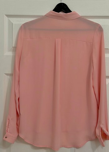 Düğmeli Pembe Uzun Kollu Kadın Gömlek - Görsel 3