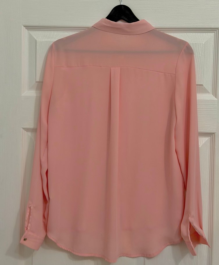 Düğmeli Pembe Uzun Kollu Kadın Gömlek - Görsel 3