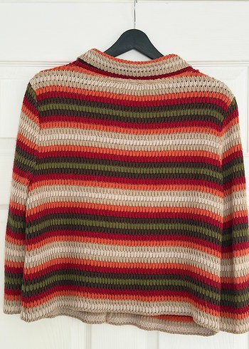 Çok Renkli Örgü Kadın Hırka - Görsel 3