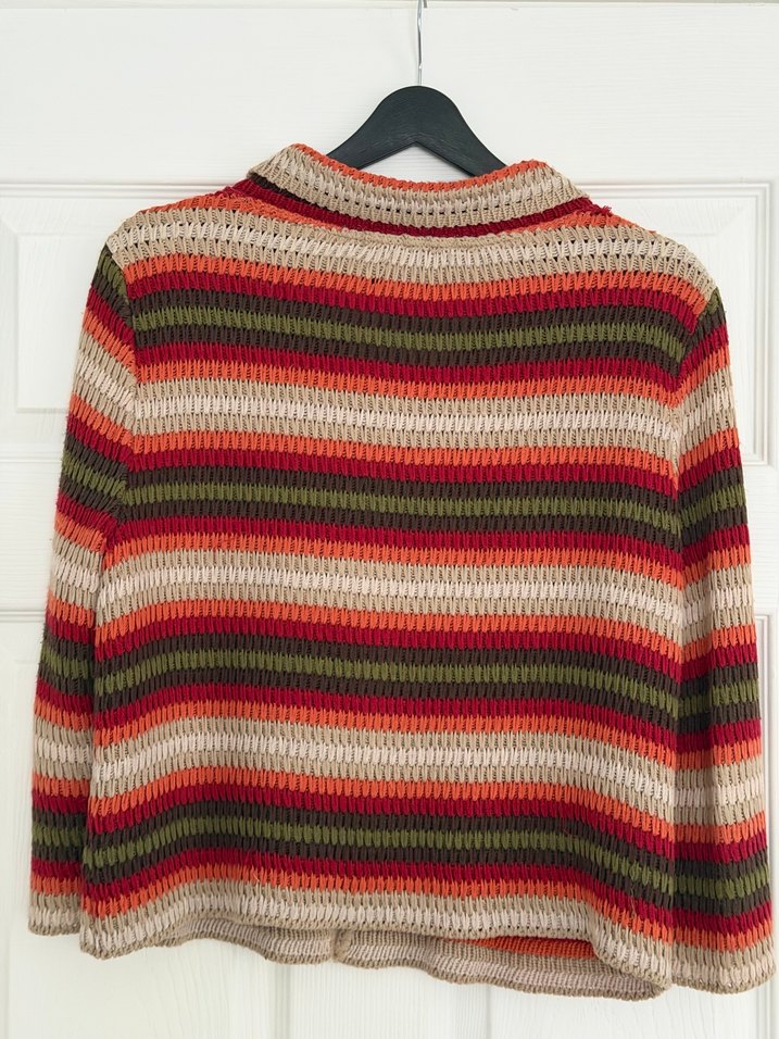 Çok Renkli Örgü Kadın Hırka - Görsel 3