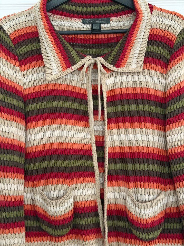 Çok Renkli Örgü Kadın Hırka - Görsel 2