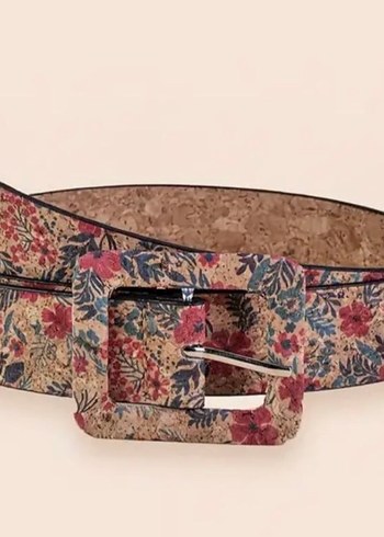Çiçek Desenli Kahverengi Deri Kadın Kemer - Görsel 2