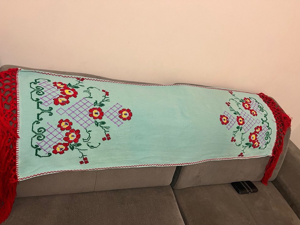 Çiçek Desenli Örgü Bohem Kadın Şal - Görsel 4