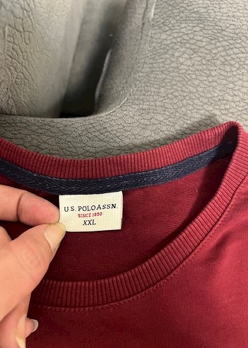 Bordo Erkek Sweatshirt USPA Nakışlı - Görsel 4