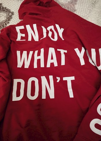 Kadın Kırmızı Kapüşonlu Fermuarlı Sweatshirt - Görsel 3