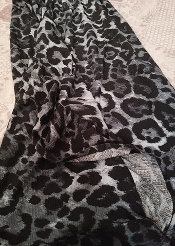 Gri Leopar Desenli Midi Etek - Görsel 2