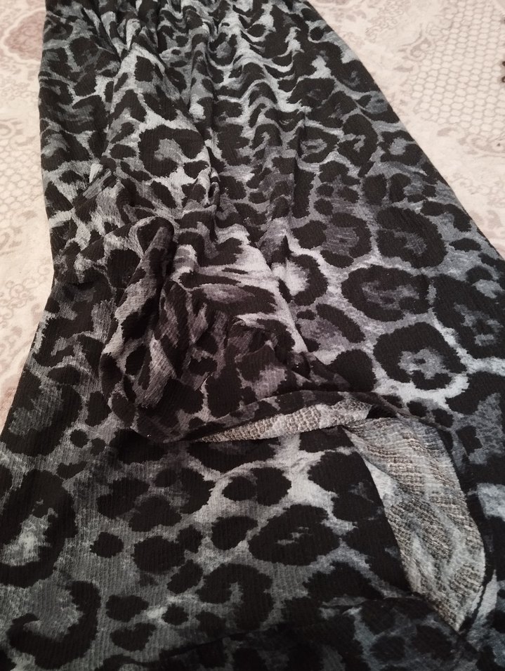 Gri Leopar Desenli Midi Etek - Görsel 2