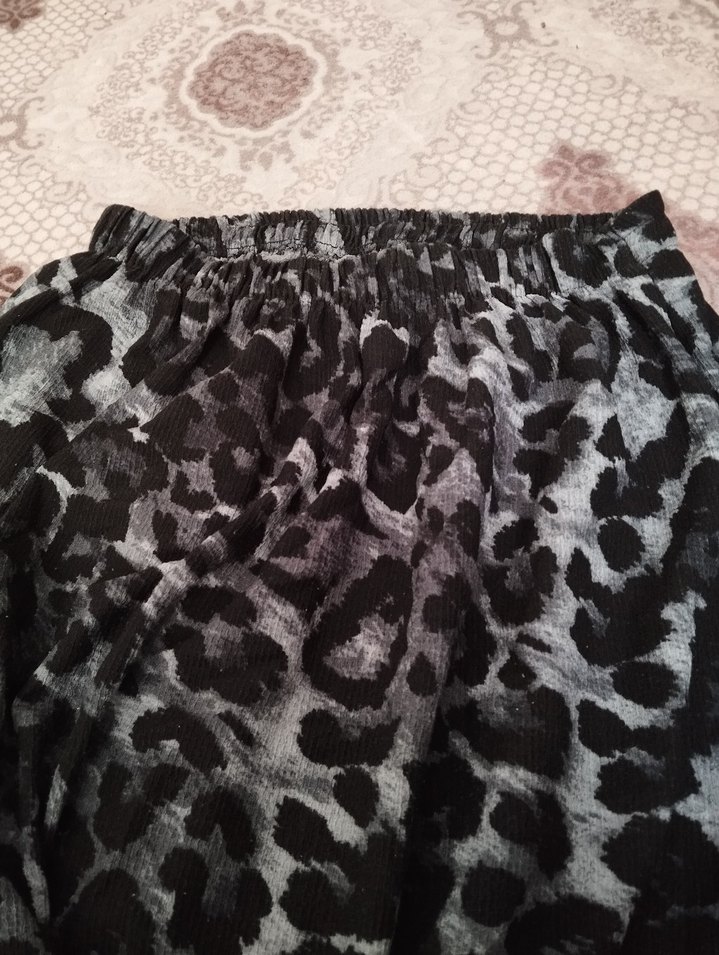 Gri Leopar Desenli Midi Etek - Görsel 4