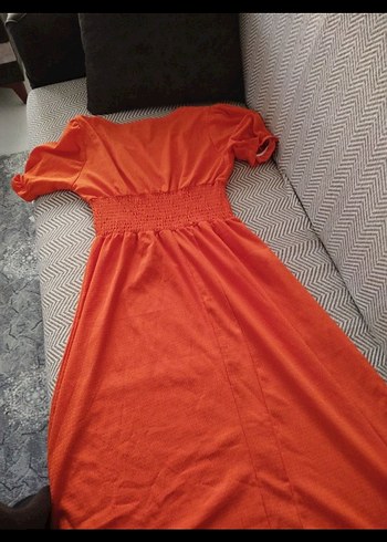 Turuncu Uzun kadın elbise - Görsel 3