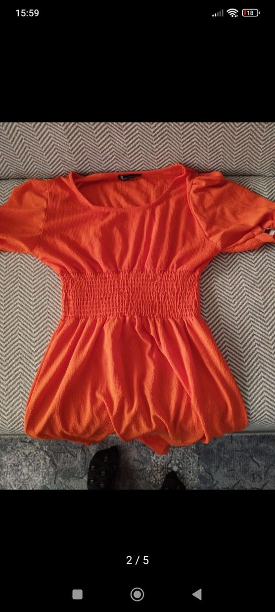 Turuncu Uzun kadın elbise - Görsel 2