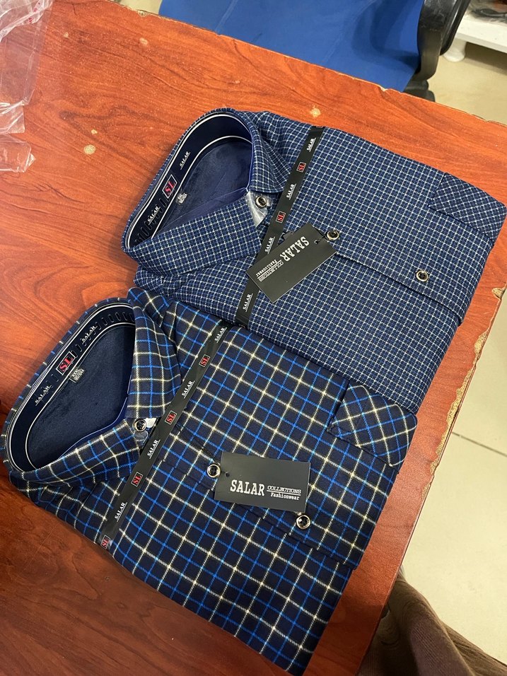 Erkek Lacivert Kareli Uzun Kollu Gömlek - Görsel 2