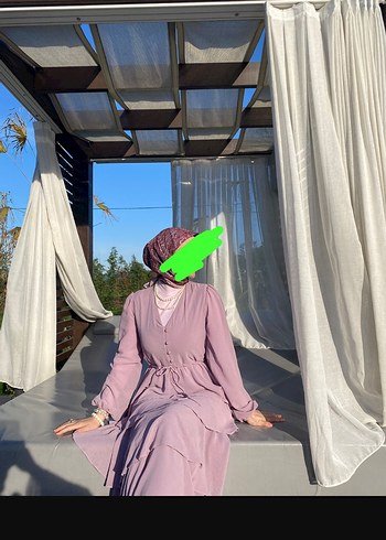 Mor, Uzun Kollu, Salaş Kesim Kadın Elbise - Görsel 2