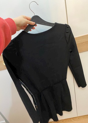 Siyah Keten Uzun Kollu Kadın elbise - Görsel 3