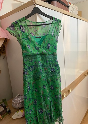 Yeşil Desenli Uzun Bohem Kadın Elbise - Görsel 7