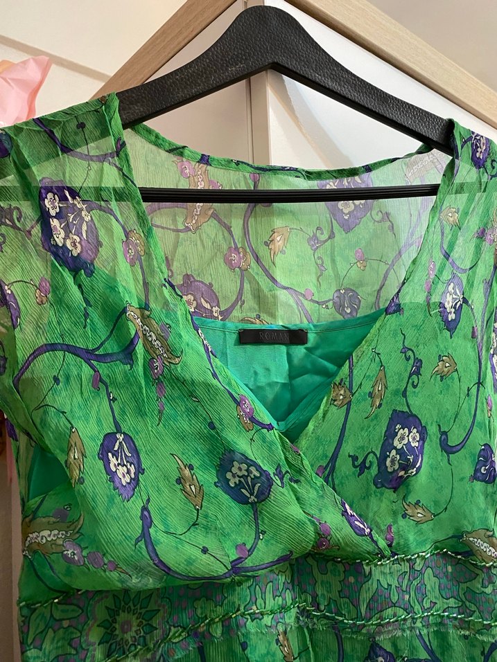 Yeşil Desenli Uzun Bohem Kadın Elbise - Görsel 2