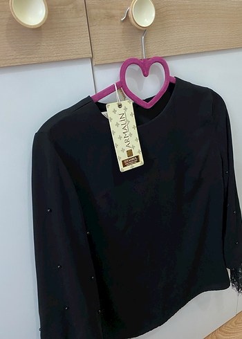 Dantel Detaylı Siyah Uzun Kollu Bluz - Görsel 3