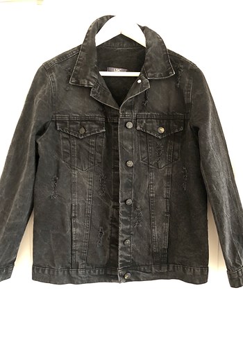 m Beden siyah Renk Siyah Düğmeli Kadın Denim Ceket