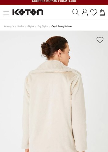 Koton peluş tüylü bej kaban - Görsel 2