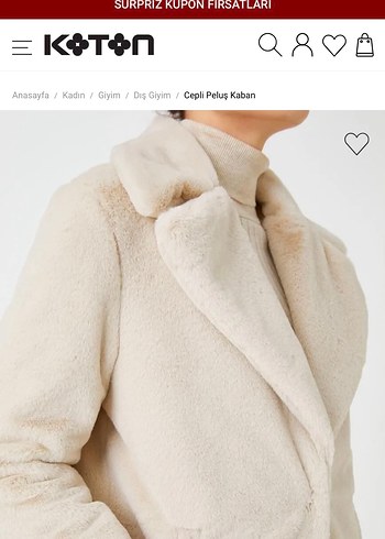 Koton peluş tüylü bej kaban - Görsel 4