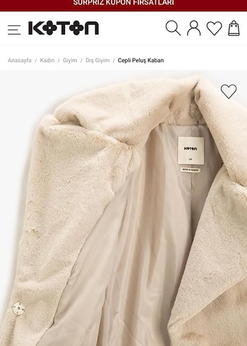 Koton peluş tüylü bej kaban - Görsel 3