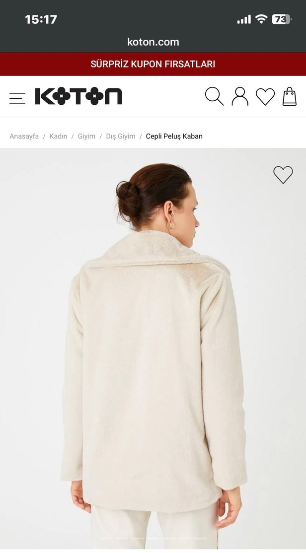 Koton peluş tüylü bej kaban - Görsel 2