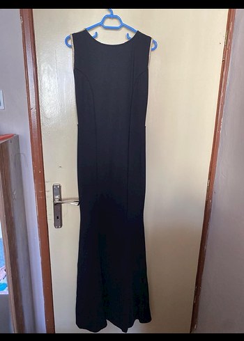 Siyah Drapeli V Yaka Uzun Abiye Elbise - Görsel 2